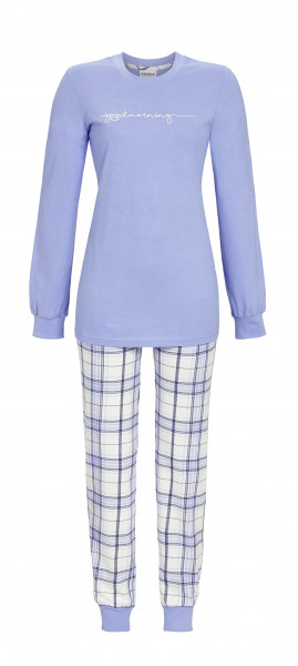 Pyjama mit Strickbündchen - hellblau